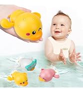 2024 Upgraded Bath Toys, 3 Pack Cute Swimming Duck Baby Bath Toys for Toddler 1-3, Water Pool Flo...
