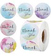 joycraft 500Pcs Thank You Stickers, 5 Colors Watercolor Thank You Gift Stickers Rolls, 1.5" Round...