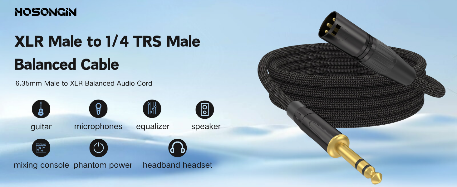 6.35mm to XLR Balanced Audio Cord