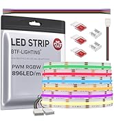 BTF-LIGHTING FCOB COB LED Strip RGBW 3000K 896LED/m 16.4FT DC24V Color Changing Flexible High Den...