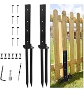 TOPZEA 2 Pack Fence Post Repair Kit, Heavy Duty Steel Stabilizer Stakes, Ground Anchors Spike to ...