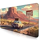 Digital Oil Painting Grassland Road Mouse Pad, Natural Mountain Scenery Game Computer Keyboard Pa...