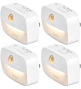 Motion Sensor Night Light Indoor Plug in,10-60Lm Stepless Dimming,3 Light Sources,Smart Night Lig...