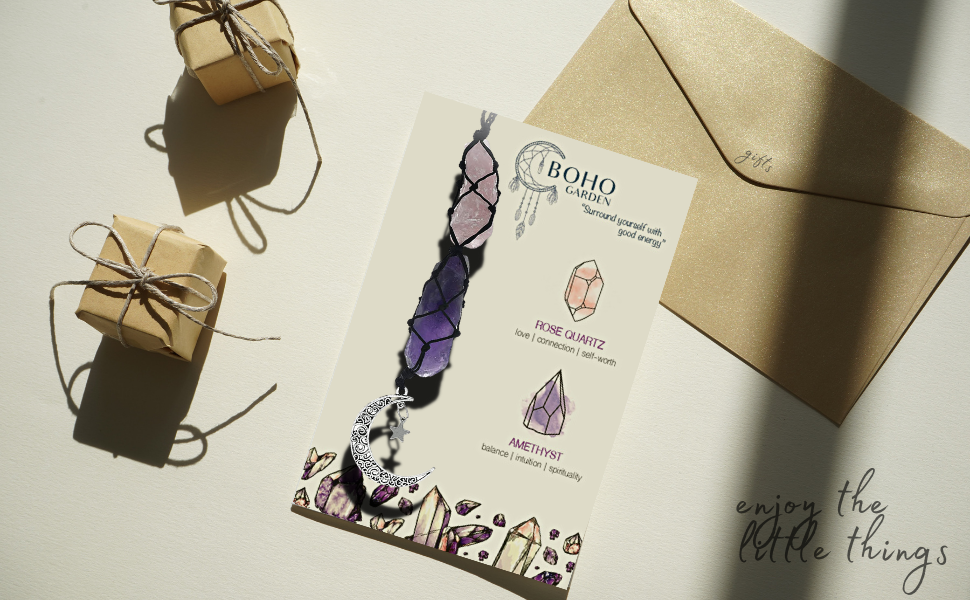 You receives a beautiful gift card alongside crystal moon hanger
