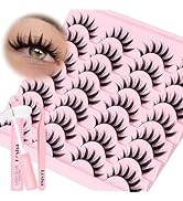 Losha Lashes Spiky Manga Lashes 14 Pairs Anime False Eyelashes 8D Wispy Eye Lashes Kit with Lash ...