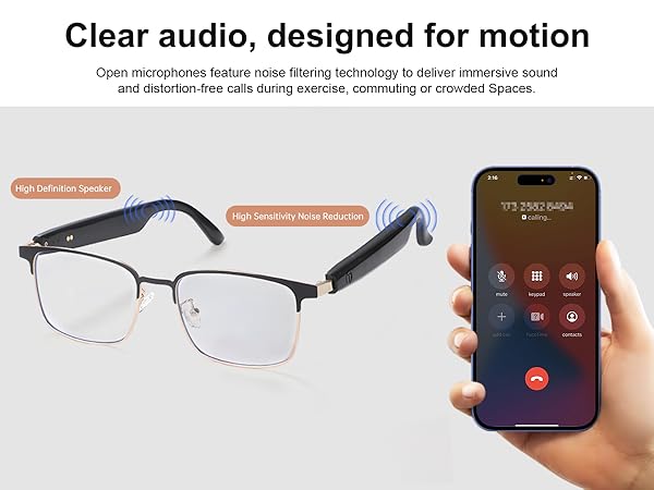 bluetooth eyewear for men &amp;amp; women, smart bluetooth glasses with open-ear design