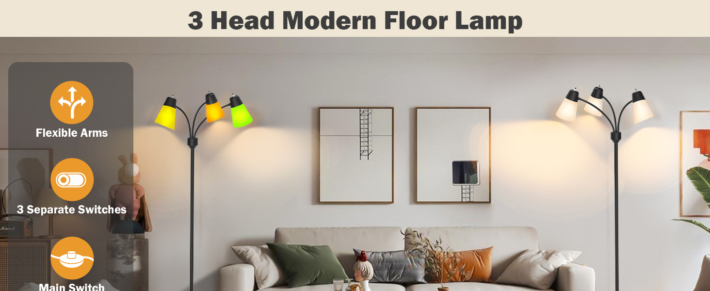 3 head floor lamp for living room
