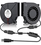 GDSTIME 2-Pack 75mm x 15mm USB Blower Fan with 3 Speed Control, DC 5V Brushless Turbo Cooling Fan...