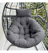 DANGHOOGY Outdoor Egg Chair Cushion, Waterproof Hanging Chair Cushion with Headrest Pillow, Egg C...