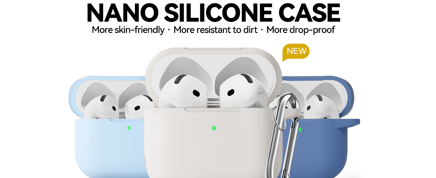 Soft Silicone Protective Case for Apple AirPods 4th Generation Case with Keychain