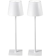 CHLORANTHUS 2 Pack Cordless Table Lamps, 3 Colors Stepless Dimming, 5000mAh Rechargeable Battery ...