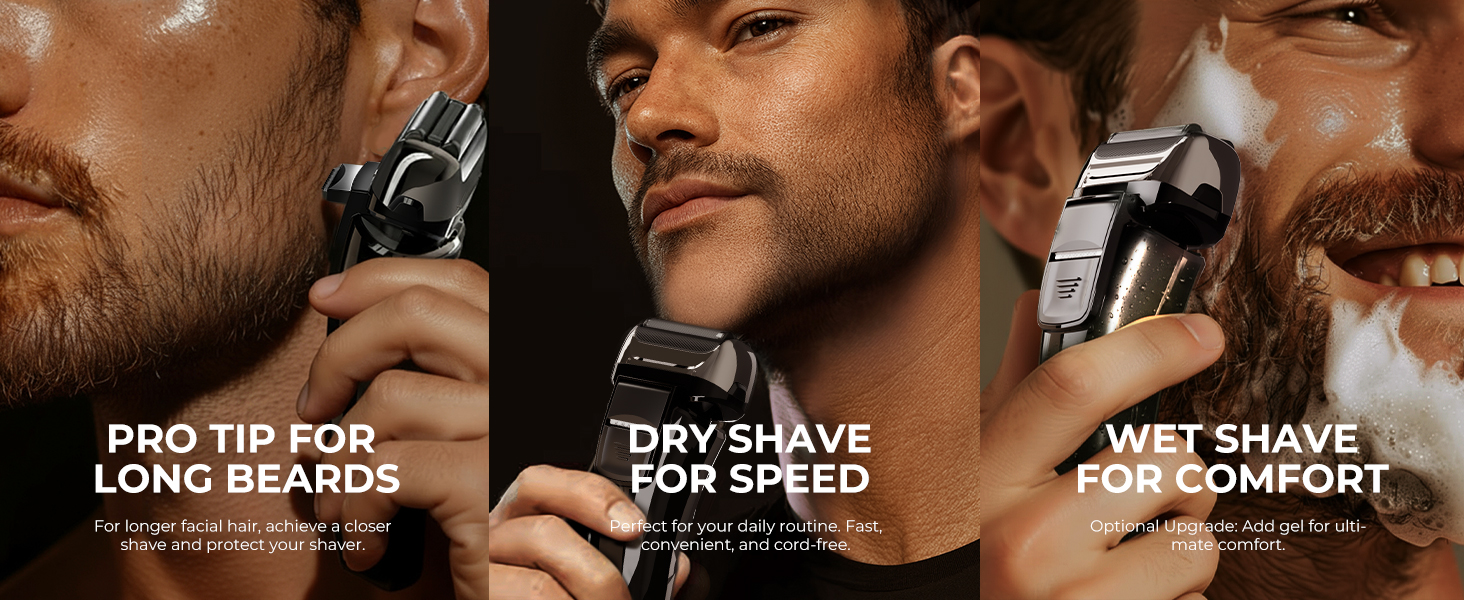 Priority should be given to using POP-UP TRIMMER for trimming long beards