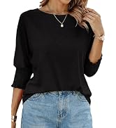 Dokotoo Women's 2026 Fashion Tops 3/4 Sleeve T-Shirts Cute Crewneck Basic Business Tees Blouses