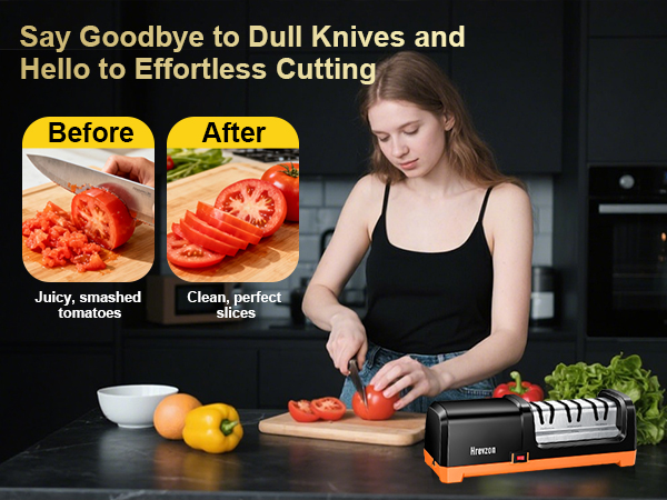 Hrevzon Knife Sharpener Electric Work Sharp for Kitchen Knives