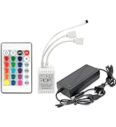 GALYGG 24 Key LED Strip Controller, Wireless Rectifier Control Box, IR Remote Controller, DC 12V ...