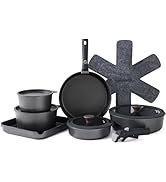 SENSARTE 17 Piece Pots and Pans Set, Nonstick Detachable Handle Cookware, Induction Kitchen Cookw...