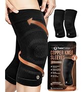 TheraCopper Copper Knee Brace for Men &amp; Women (2 Pack) — Non-Slip Compression Copper Knee Sleeve ...