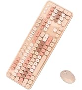 Wireless Keyboard and Mouse Combo, Mixed Color 104 Keys Retro Typewriter 2.4GHz Wireless Keyboard...
