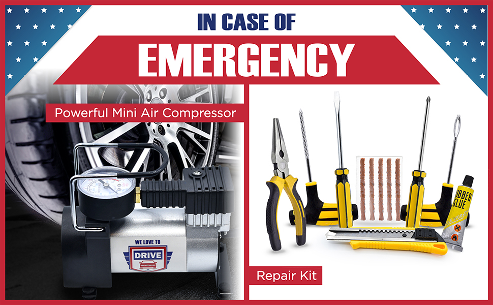 12v air compressor with car emergency kit