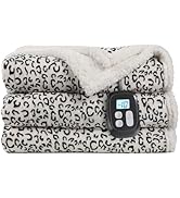 LaffyLo Electric Heated Blanket Full Size 72x84 - Leopard Print Flannel Soft Heating Blanket with...