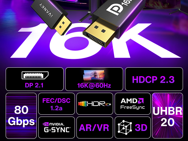 80Gbps Displayport Cable 2.1