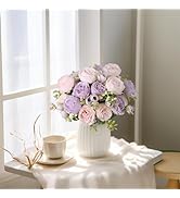 FADACHY Artificial Flowers, 20 Heads Rose Fake Flowers Silk Flowers Bouquet for Home, Real Touch ...