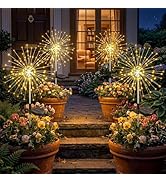 Fairdeer Solar Firework Lights Outdoor 4 Pack, 120LED Solar Starburst Garden Lights with 8 Modes,...