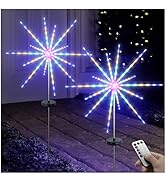 DenicMic Solar Firework Meteor Lights 2 Pack Outdoor Solar Garden Decorative Starry Starburst Lig...