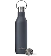 GrandTies Stainless Steel Water Bottles with 2 Lids | Slim Vacuum Insulated Cupholder Flask | Reu...