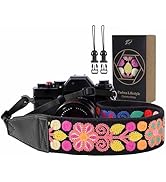 Padwa Lifestyle Colorful Crochet Camera Strap - 2" Full Grain Leather Ends Camera Straps for Phot...