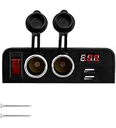BlueFire Dual USB Socket Charger,Power Outlet Cigarette Lighter Splitter Adapter with LED Voltmet...