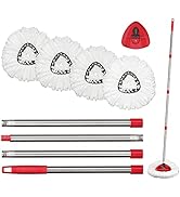 Spin Mop Replacement Head Set with Base and 30" to 58" Mop Handle, Spin Mop Combo Set Compatible ...