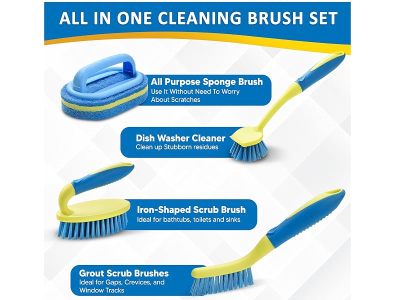Cleaning Brush Bathroom Kitchen Bathtub Toilet Cleaner All Purpose Shower Sponge Scrubbing Handle
