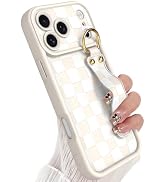 Jefonha Compatible with Phone 17 Pro Max Case with Finger Hand Strap for Girls Women, Cute Checke...