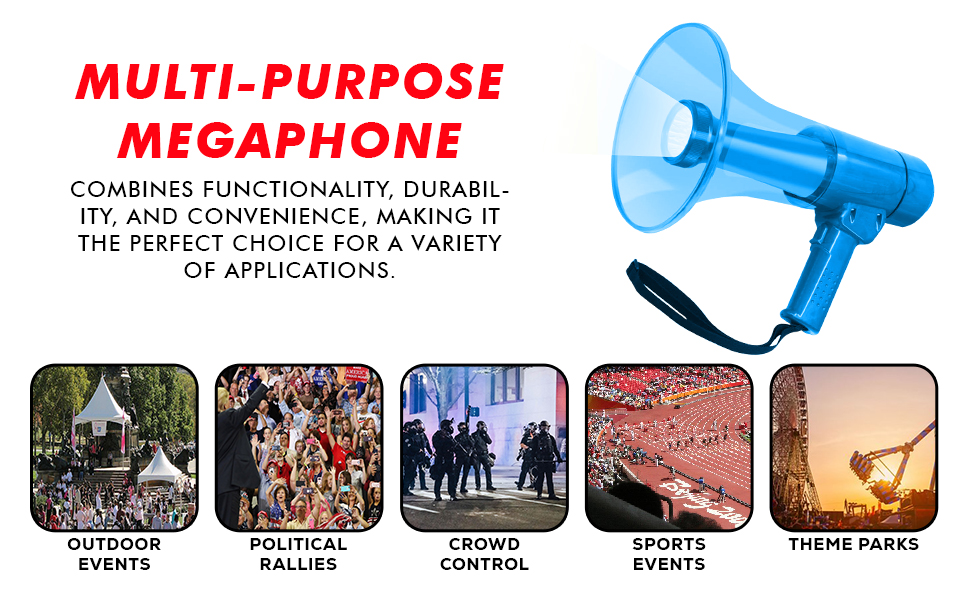 megaphones, bull horns, bull horn loud speaker, horn speaker, megaphone with mic, megaphone speaker
