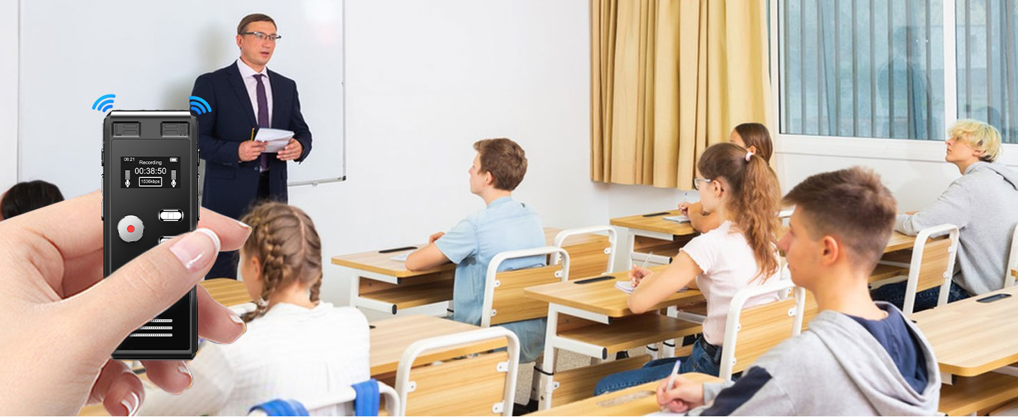  Dual Microphone 3072 Kbps A-B Repeat Recording, Voice Recorder for Lectures, Voice Recorder