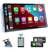Double Din Car Stereo with Wireless Carplay and Wireless Android Auto,7 Inch Full HD Touchscreen ...