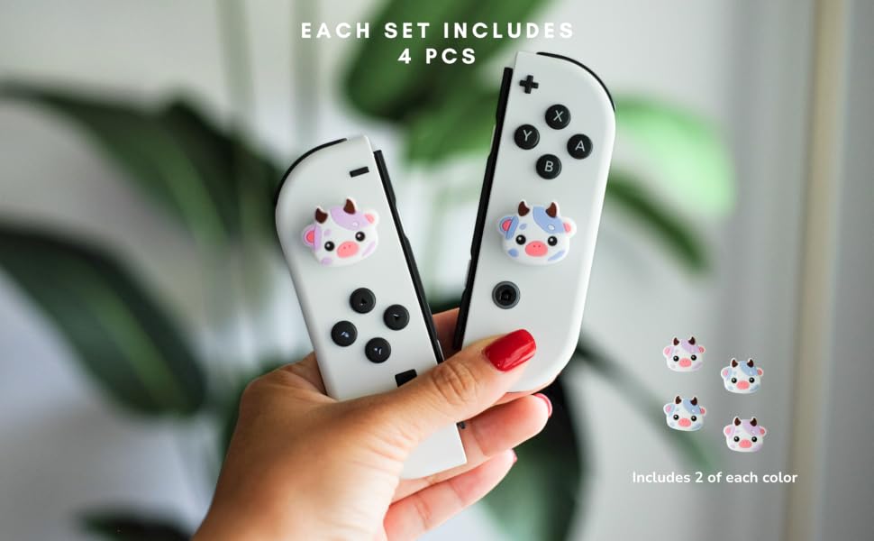 Each set includes 4 pcs. Includes 2 of each color cow switch thumb grips