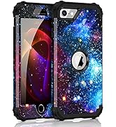 Miqala for iPhone SE 2022/2020 Case,Shiny in The Dark Three Layer Heavy Duty Shockproof Hard Plas...