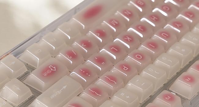 Beige Jade keycaps Clear, Translucent Jelly PC Key cap,Frost Shine Through Cherry profile keycap Set