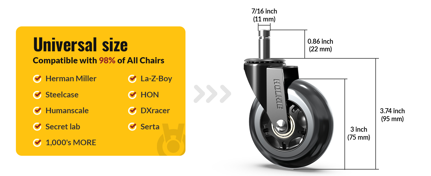 set-of 5 heavy duty computer gaming roller blade wheels for office chair