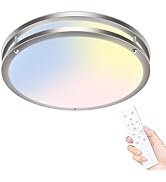 libtit 13 Inch Flush Mount Ceiling Lights with Remote, 24W Dimmable LED Ceiling Light with Nightl...
