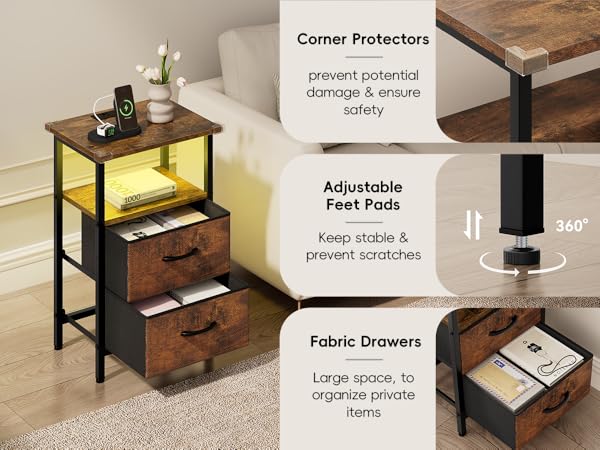 bed side table with drawers