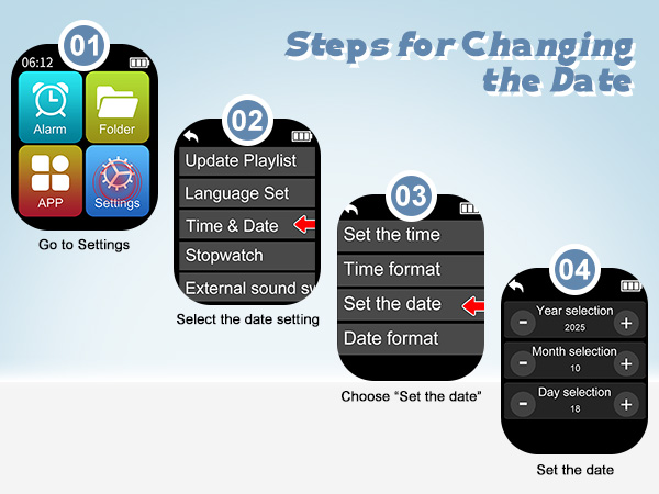 Steps for changing the date