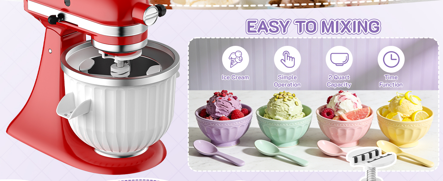 Ice Cream Maker Attachment for KitchenAid Stand Mixer