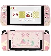 GeekShare Strawberries with Cream Case Compatible with Switch 2, Slim Separable Soft Silicone Pro...