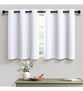 36 Inches Long Grommet White Small Tier Cabinet Curtains for Kitchen Bedroom Thermal Insulated Su...