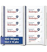 Mediwiper 10ct Alcohol-Free Hand Sanitizing Wipes, Disinfecting Antibacterial Hand Sanitizer Wipe...