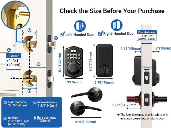 keyless entry door lock with hanlde