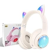 KERHAND Upgrade Kids Headphones Bluetooth,Foldable Kids Earphones Wireless Girl Headset,Cute Cat ...